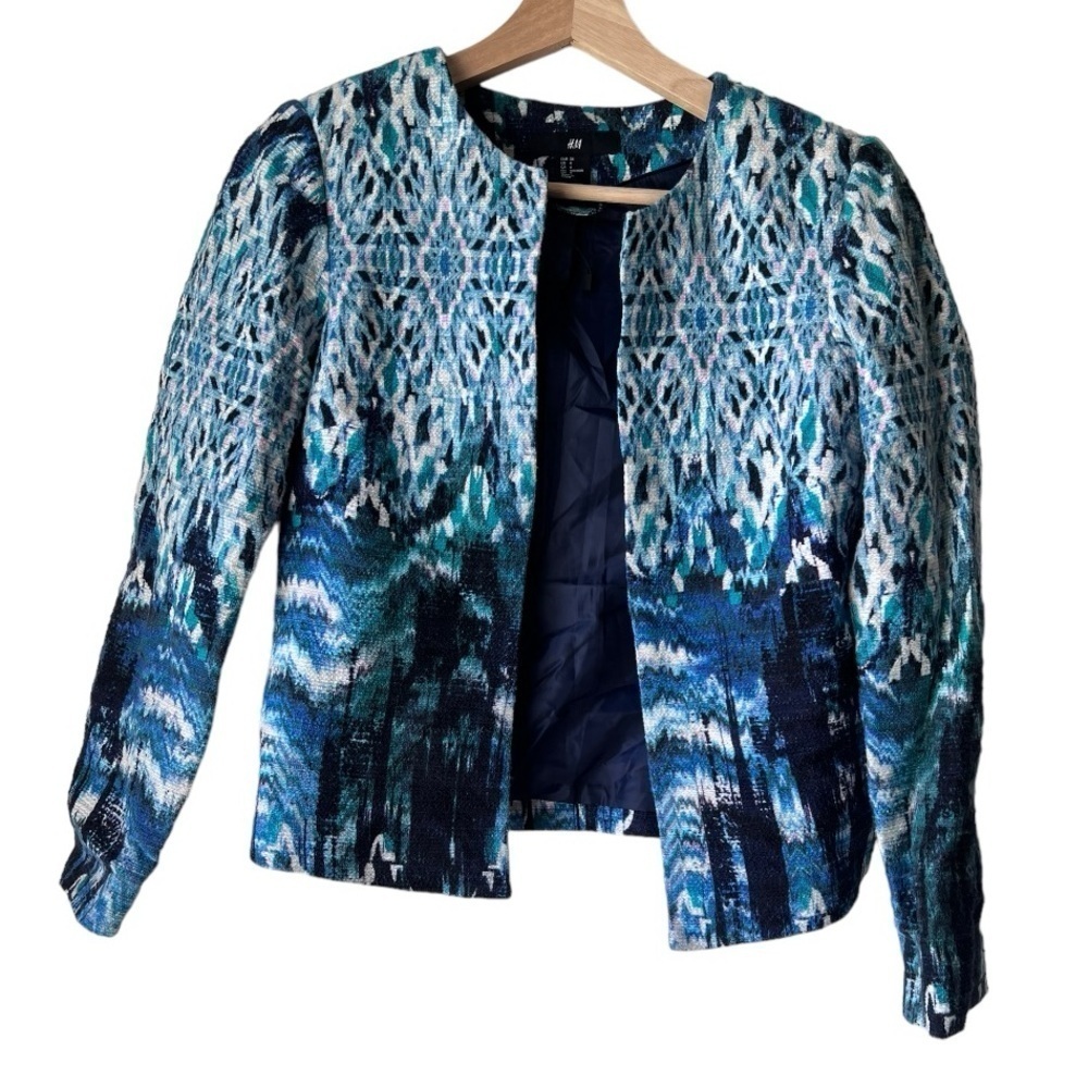 Women's H&M blue jacket long sleeve blue comfy navy fashion casual blazer size 4